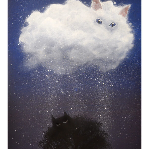 Cloud cat - mystical cat cloud art print by Raphaël Vavasseur