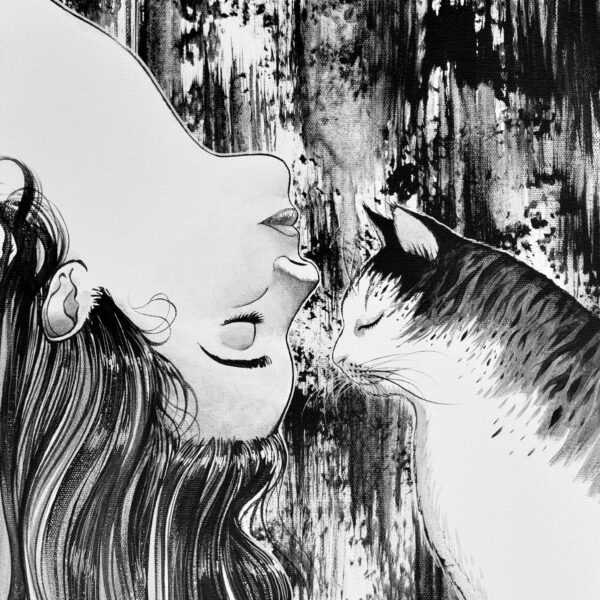 Fall for you - original feline artwork by Raphaël Vavasseur