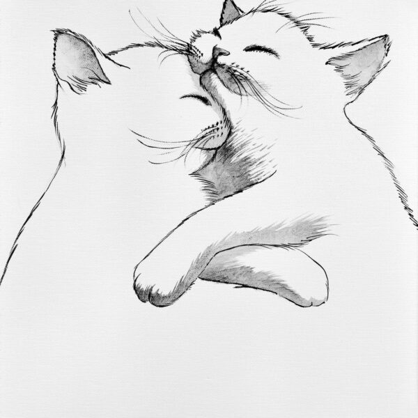 Purr cat love - original celestial cat artwork by Raphaël Vavasseur