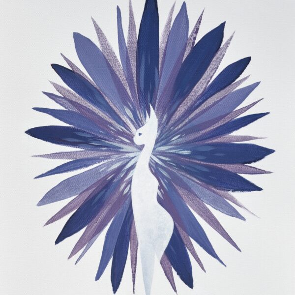 The delicate cat flower - original mystical cat painting by Raphaël Vavasseur