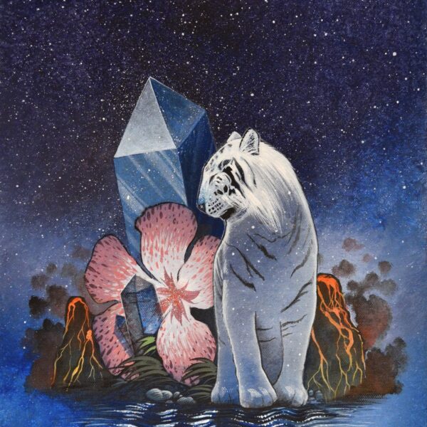 Hawaiian tiger - original cat painting by Raphaël Vavasseur