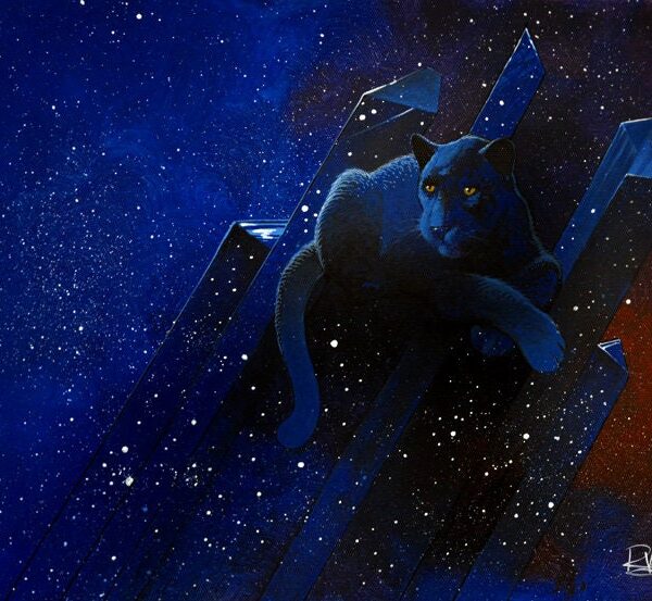 Black crystal - original cat painting by Raphaël Vavasseur