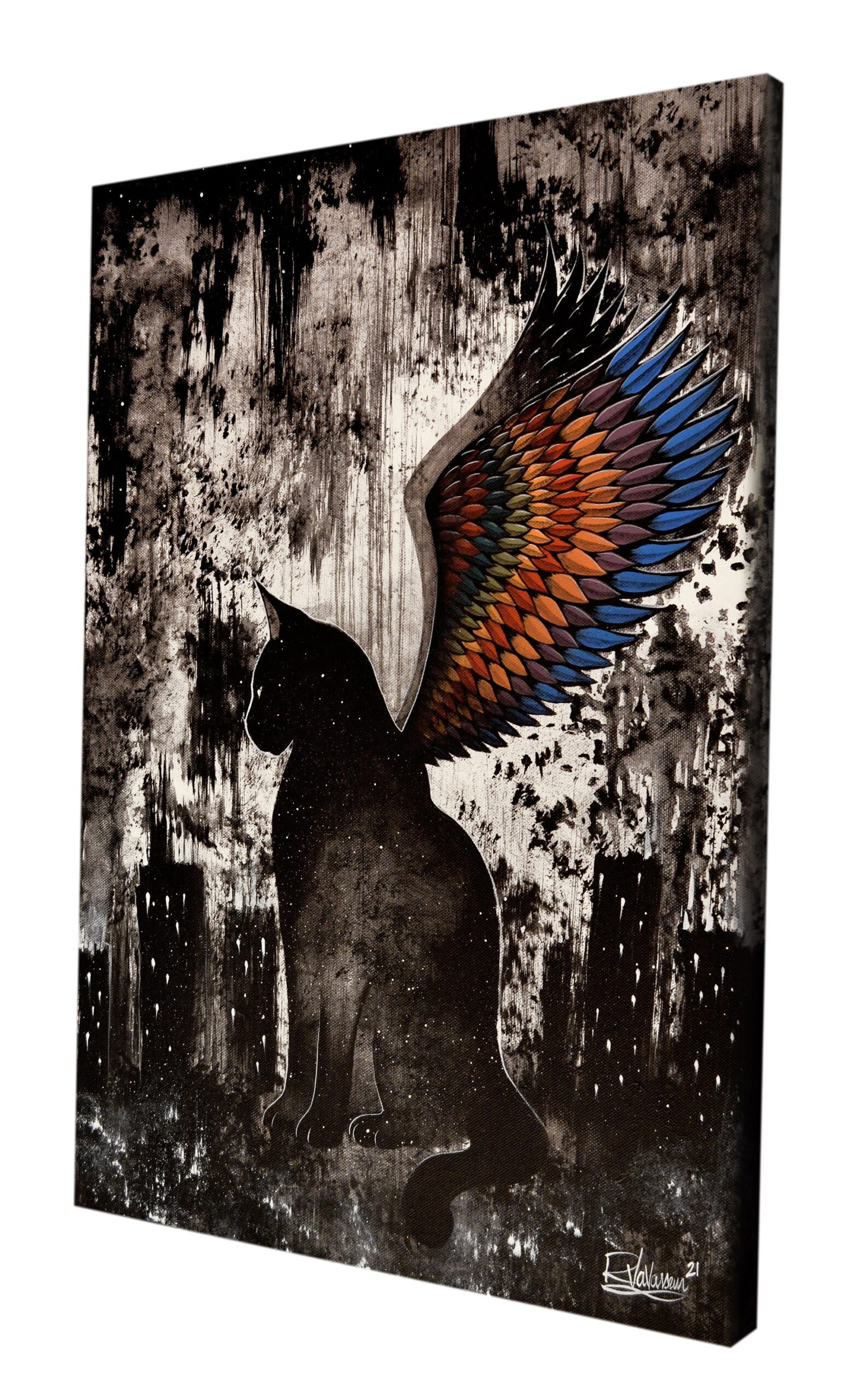 The black city of the black cat - original feline artwork by Raphaël Vavasseur -