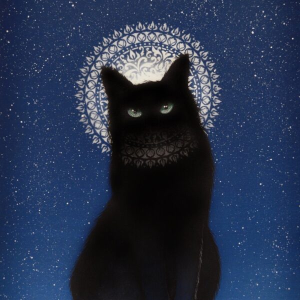 Amoon - mystical cat cloud art print by Raphaël Vavasseur