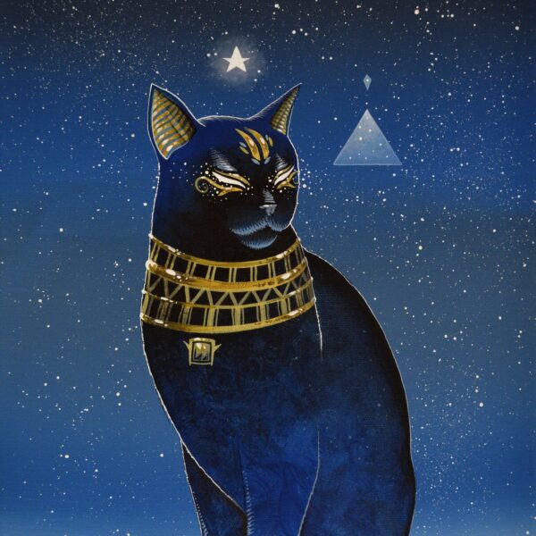 Bastet cat hermeticism - original celestial cat artwork by Raphaël Vavasseur