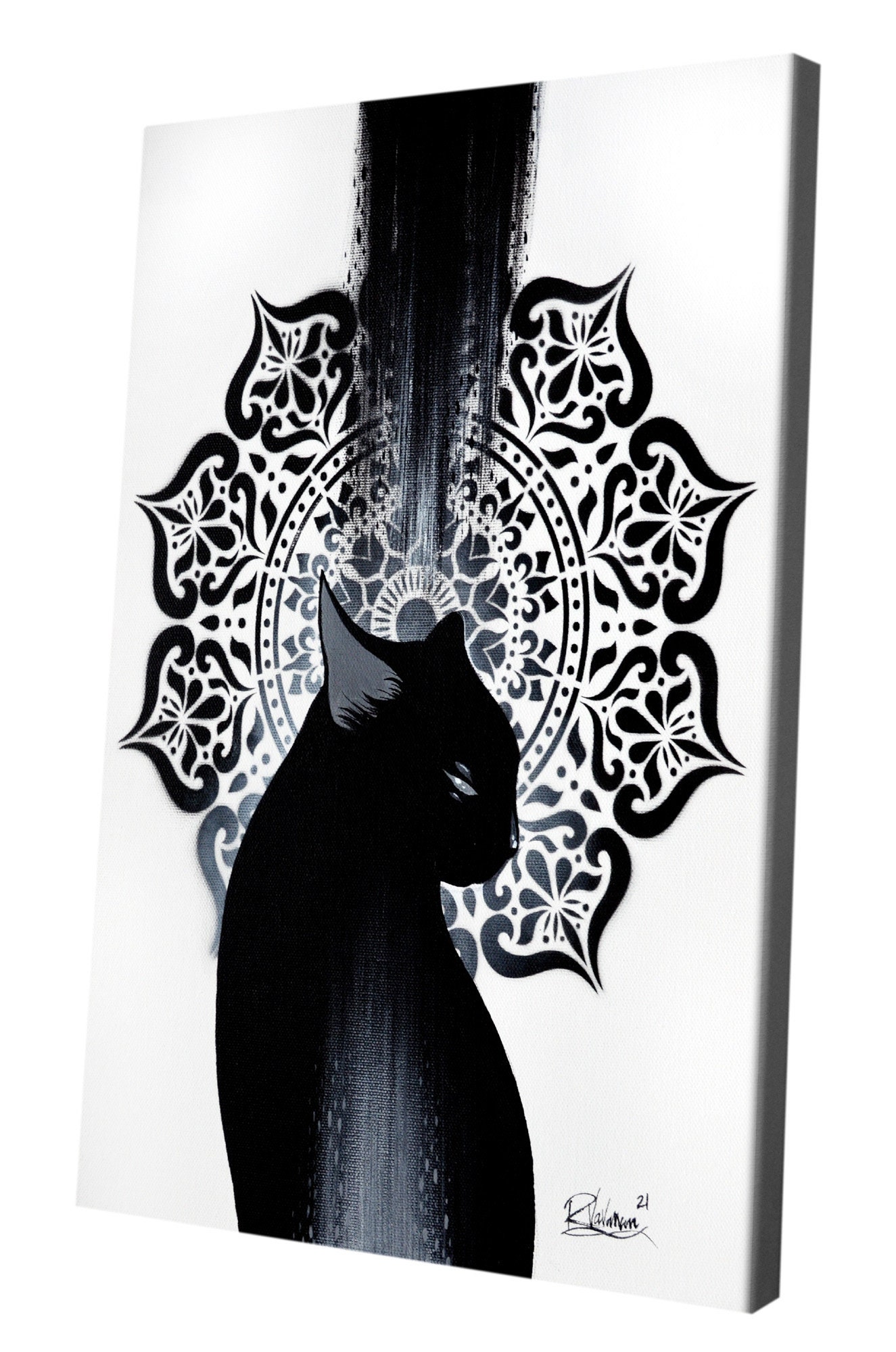 Inky cat - original feline artwork by Raphaël Vavasseur - close-up