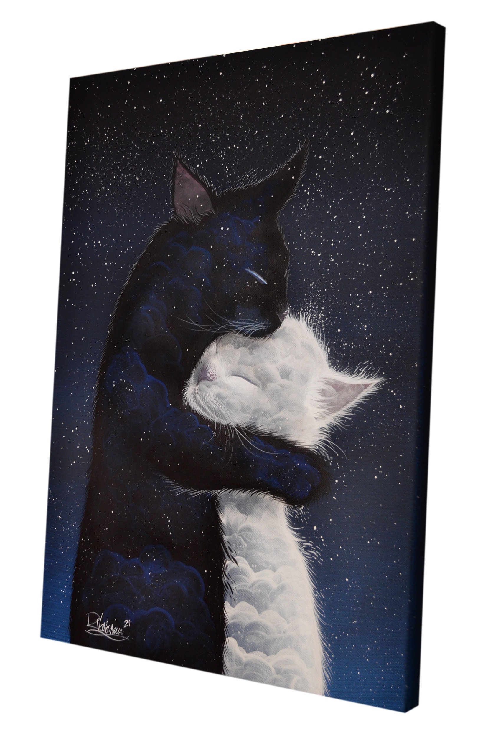 Matoo - original celestial cat artwork by Raphaël Vavasseur - close-up