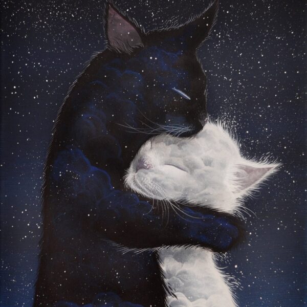 Matoo - original mystical cat painting by Raphaël Vavasseur