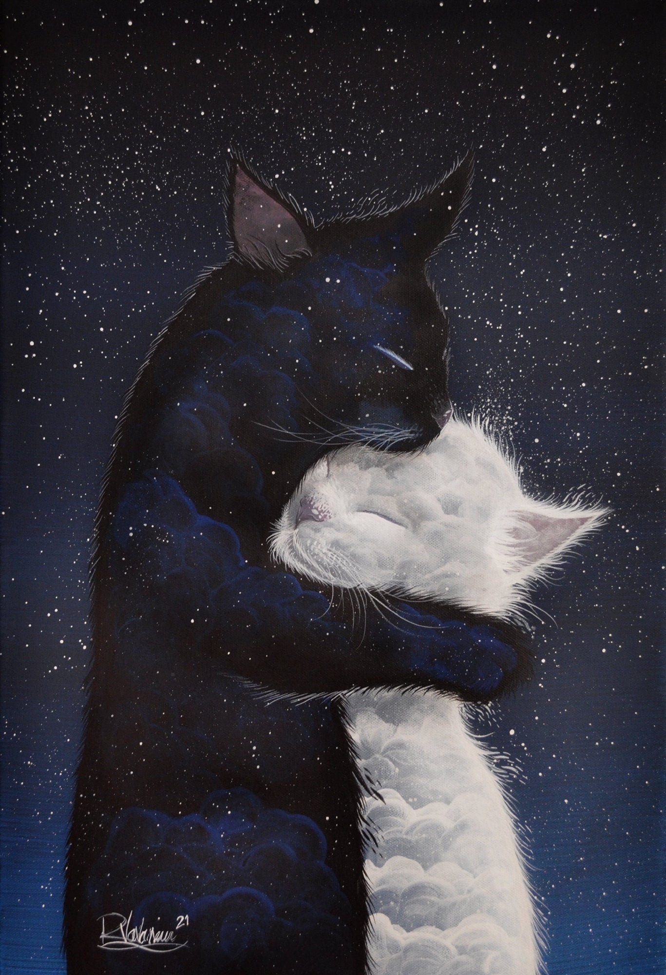 Matoo - original mystical cat painting by Raphaël Vavasseur