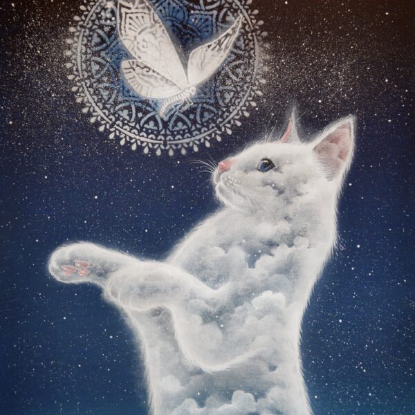 Butterfly soul - original feline artwork by Raphaël Vavasseur