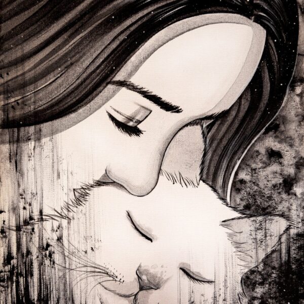 Tender cat - original feline artwork by Raphaël Vavasseur