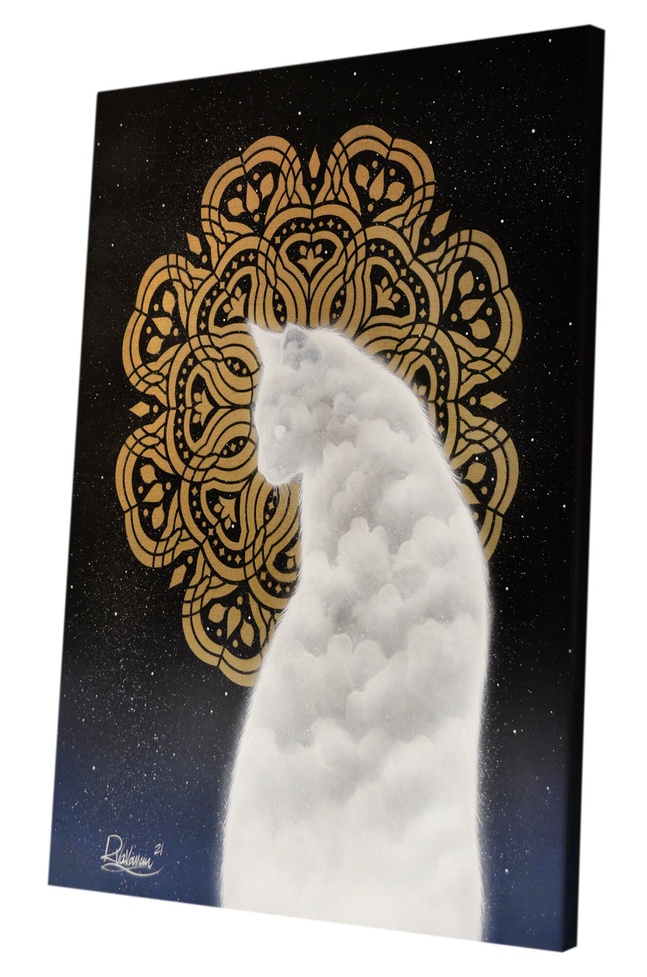 Cat ghost - original cat painting by Raphaël Vavasseur - close-up