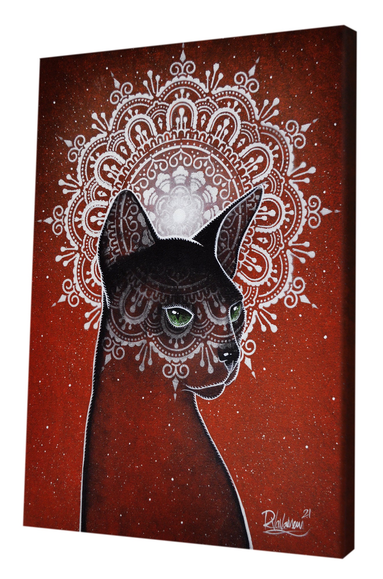 The aura of the sphynx cat - original feline artwork by Raphaël Vavasseur - close-up