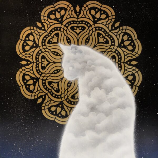 Cat ghost - original celestial cat artwork by Raphaël Vavasseur