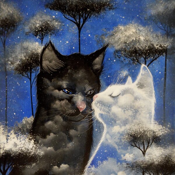 The cat care - original cat painting by Raphaël Vavasseur