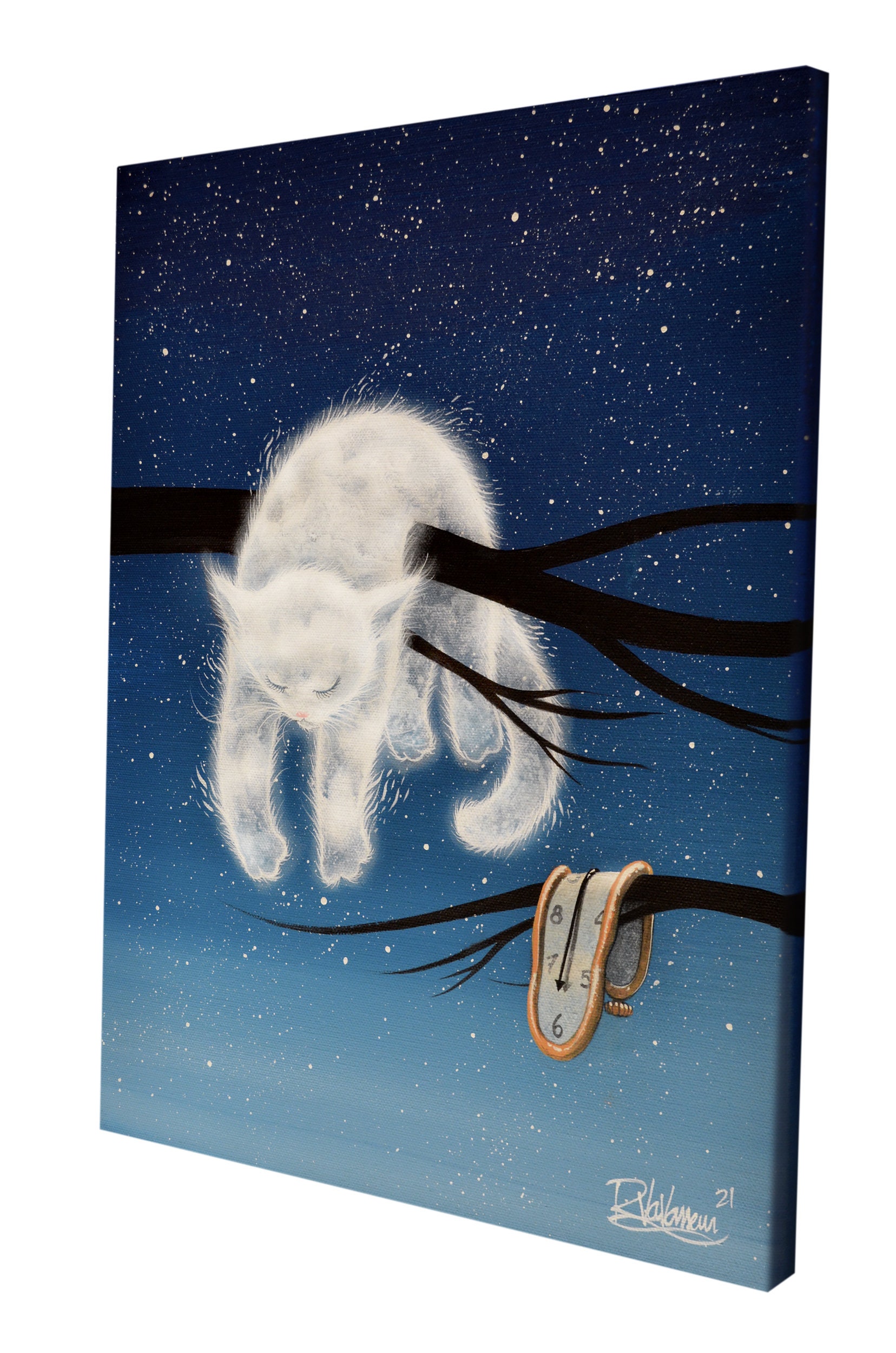 The out of time cat - enchanted cat canvas print by Raphaël Vavasseur - close-up