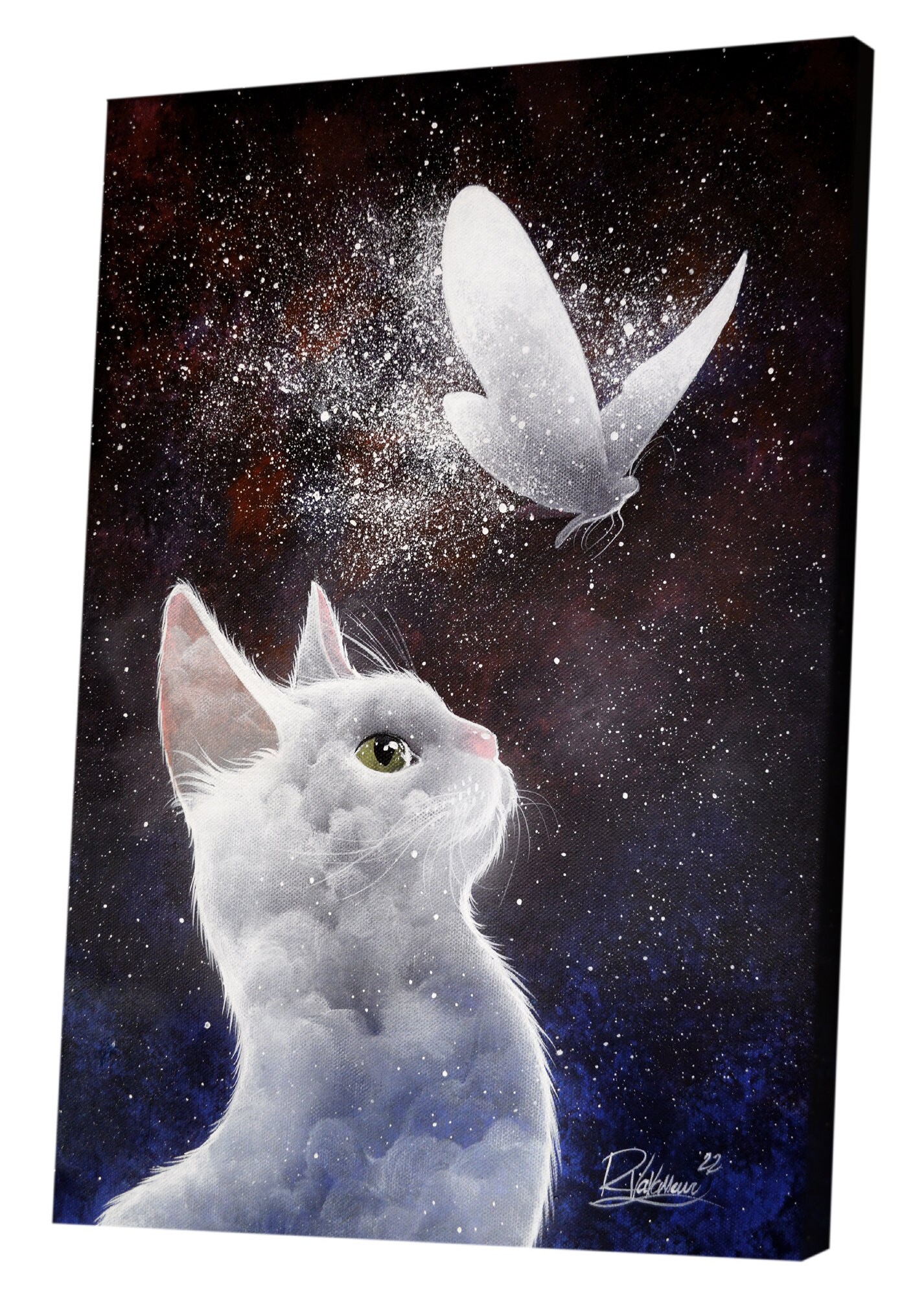 The flight of the soul - original cat painting by Raphaël Vavasseur - close-up