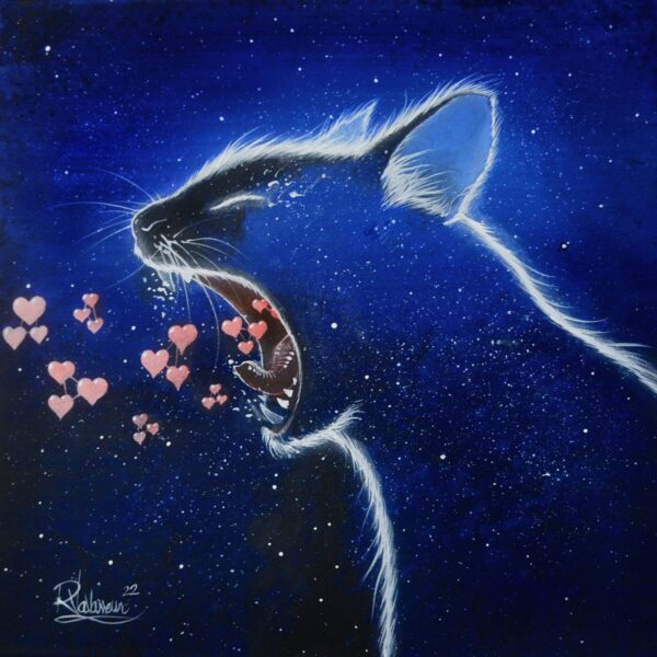 Love molecules cat - original feline artwork by Raphaël Vavasseur