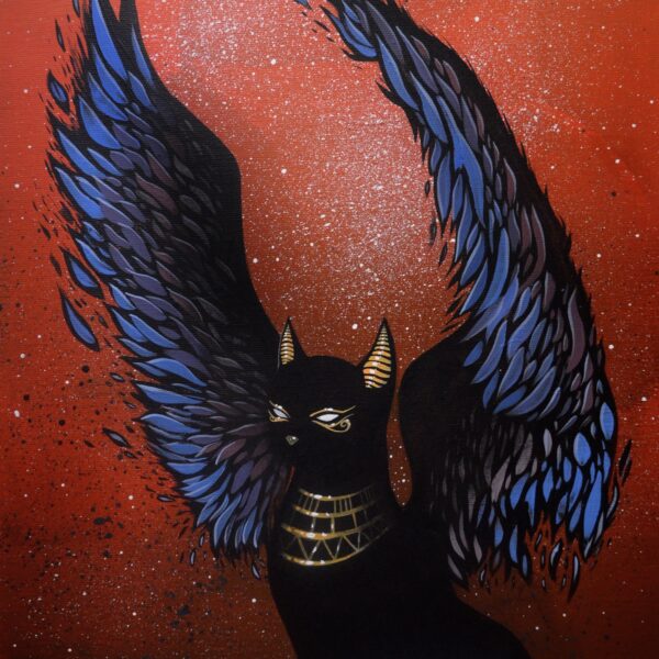 The Bastet nigth - original mystical cat painting by Raphaël Vavasseur
