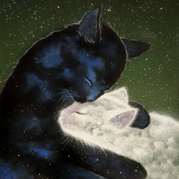 Felinoo indigo - original cat painting by Raphaël Vavasseur