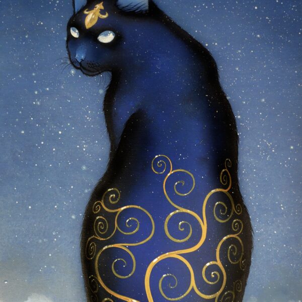 Atlantis cat - original mystical cat painting by Raphaël Vavasseur
