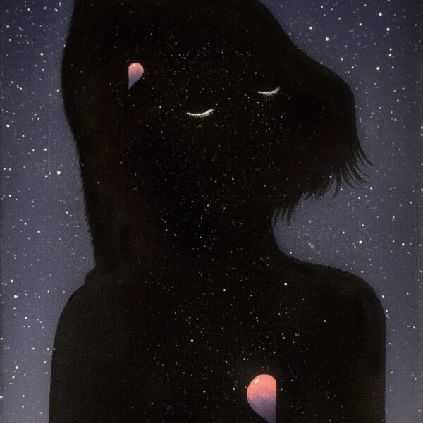 Share my darkness - original cat painting by Raphaël Vavasseur