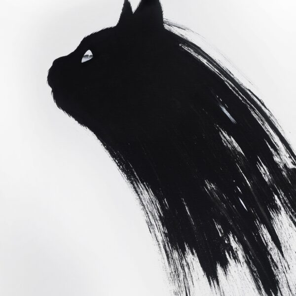 Black cat - original mystical cat painting by Raphaël Vavasseur