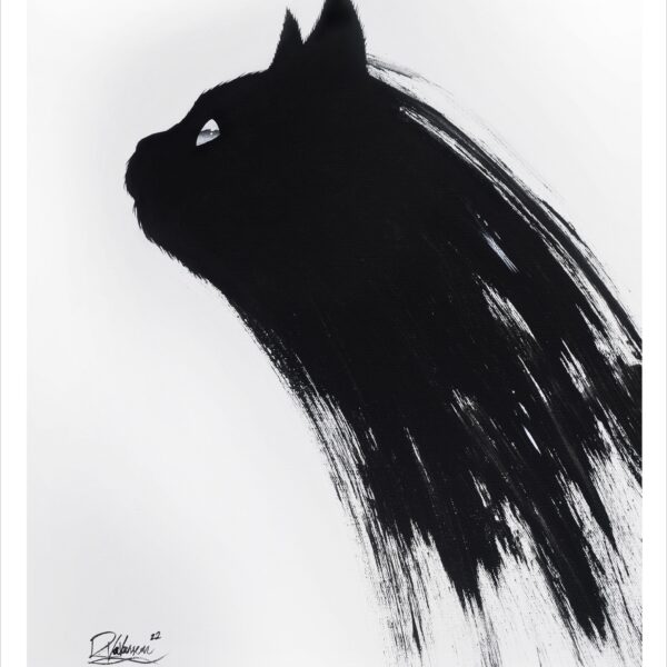 Black cat - monochrome feline art print by Raphaël Vavasseur