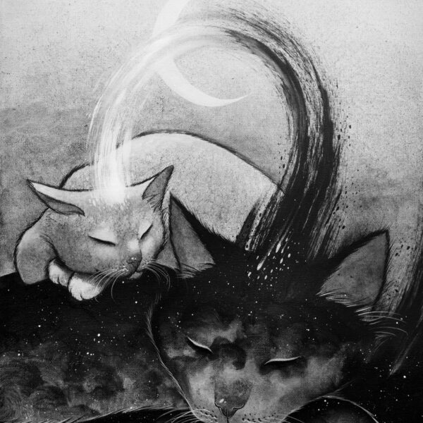 Cat arch - original mystical cat painting by Raphaël Vavasseur