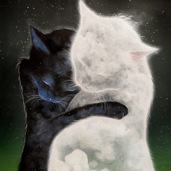 Felina clouds - original celestial cat artwork by Raphaël Vavasseur