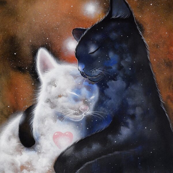 Orion cats - original mystical cat painting by Raphaël Vavasseur