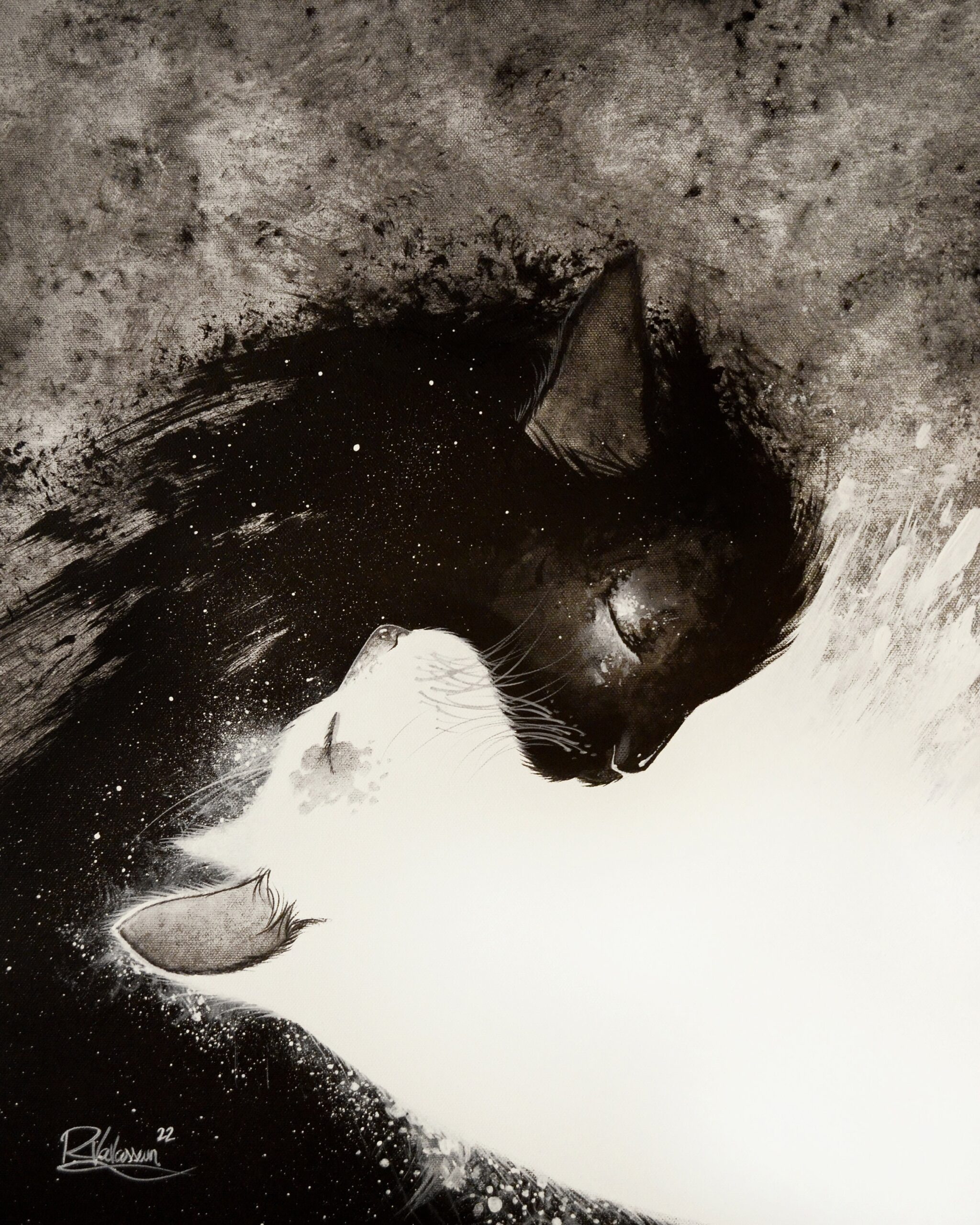 Original Cat Paintings — Unique Acrylic Masterworks by French Artist Raphaël Vavasseur