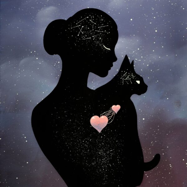 Straight lines, curved lines - original feline artwork by Raphaël Vavasseur