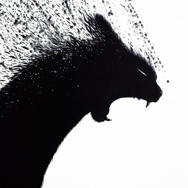 Rage - original mystical cat painting by Raphaël Vavasseur