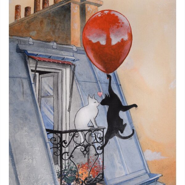 Cat love in Paris - Parisian cat art print by Raphaël Vavasseur