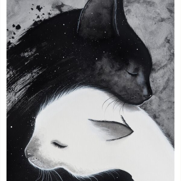 Fragments of us - noir cat art print by Raphaël Vavasseur