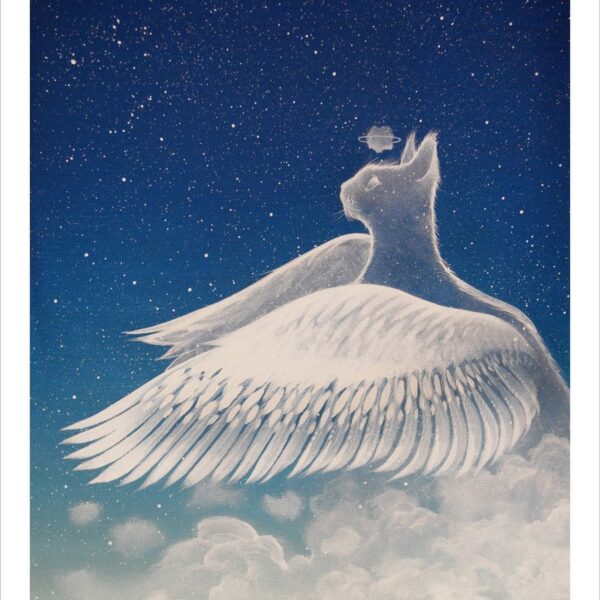 Angel cat - ethereal feline cloud print by Raphaël Vavasseur