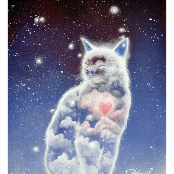 Orion cat heart - ethereal feline cloud print by Raphaël Vavasseur