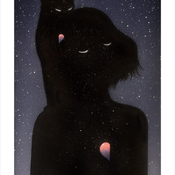 Share my darkness - dreamy cloud cat art print by Raphaël Vavasseur