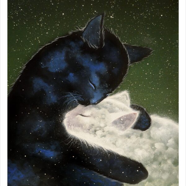 Felinoo indigo - mystical cat cloud art print by Raphaël Vavasseur