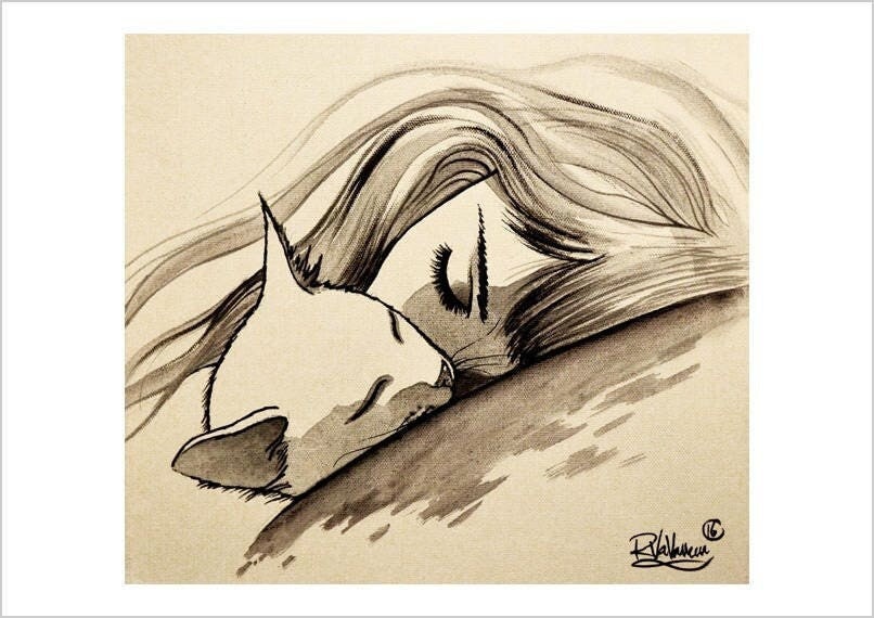 One sleep - black and white cat art print by Raphaël Vavasseur