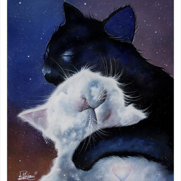 Blind love - celestial cloud cat print by Raphaël Vavasseur