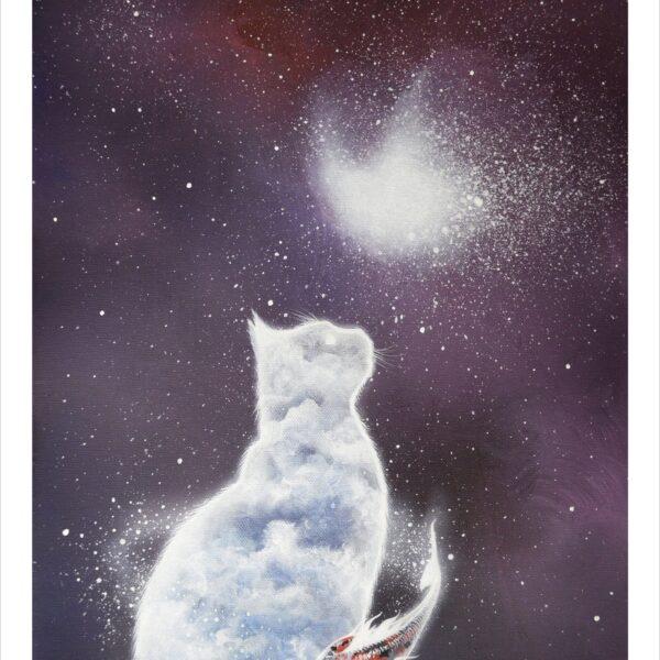 Silence cat - mystical cat art print by Raphaël Vavasseur