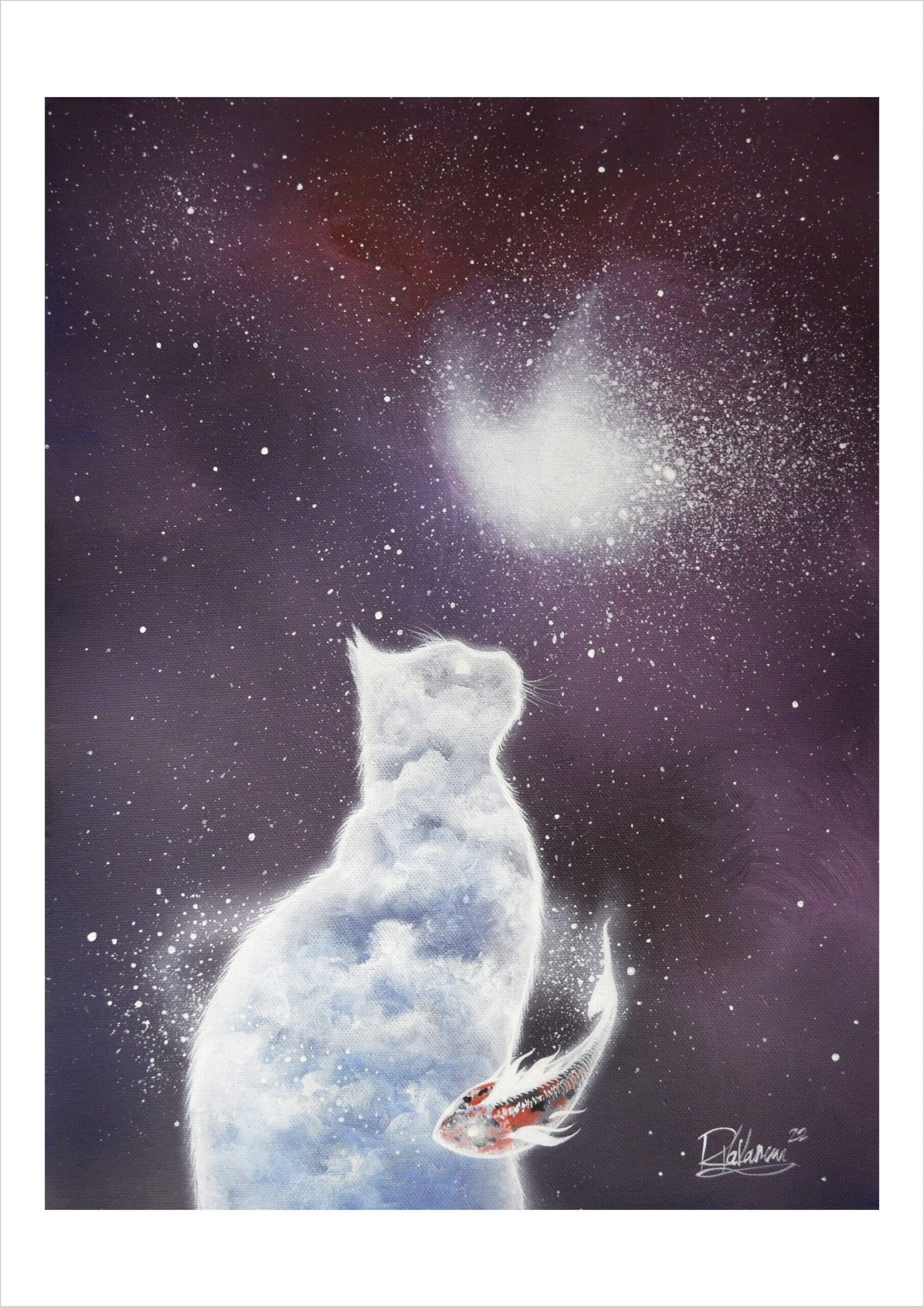 Silence cat - mystical cat art print by Raphaël Vavasseur