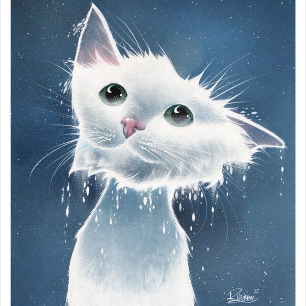 Midnight milk - dreamy cloud cat art print by Raphaël Vavasseur