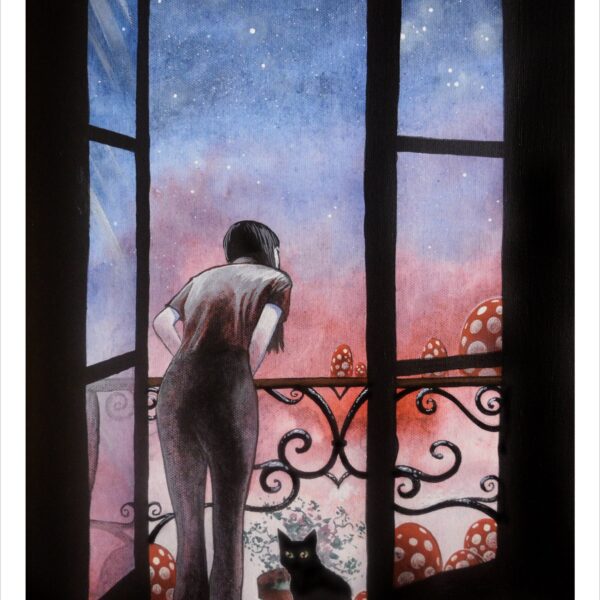 Paris mushrooms - French mystical cat print by Raphaël Vavasseur