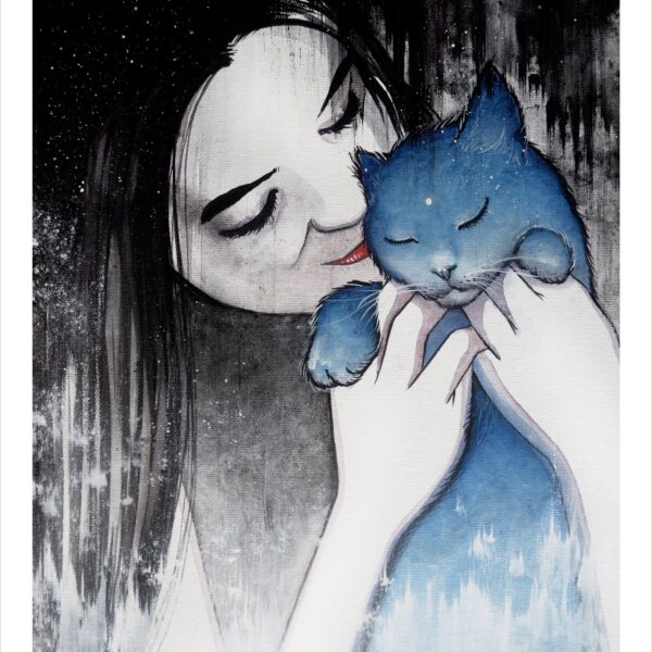Mother - B&W mystical cat print by Raphaël Vavasseur