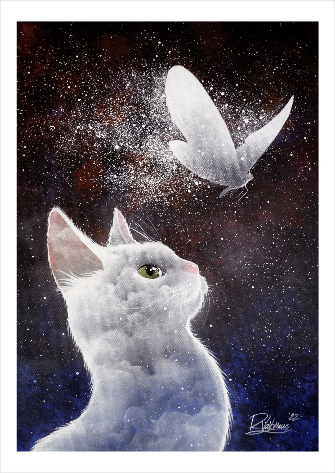 The flight of the soul - ethereal feline cloud print by Raphaël Vavasseur