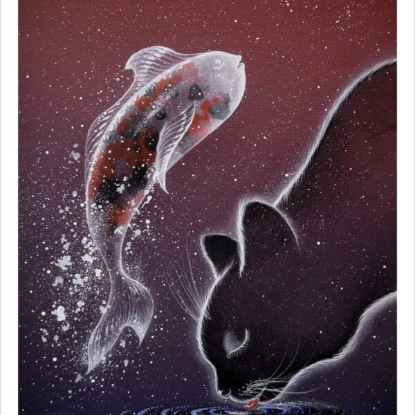 The cosmic water of the cat - cosmic mystical cat print by Raphaël Vavasseur