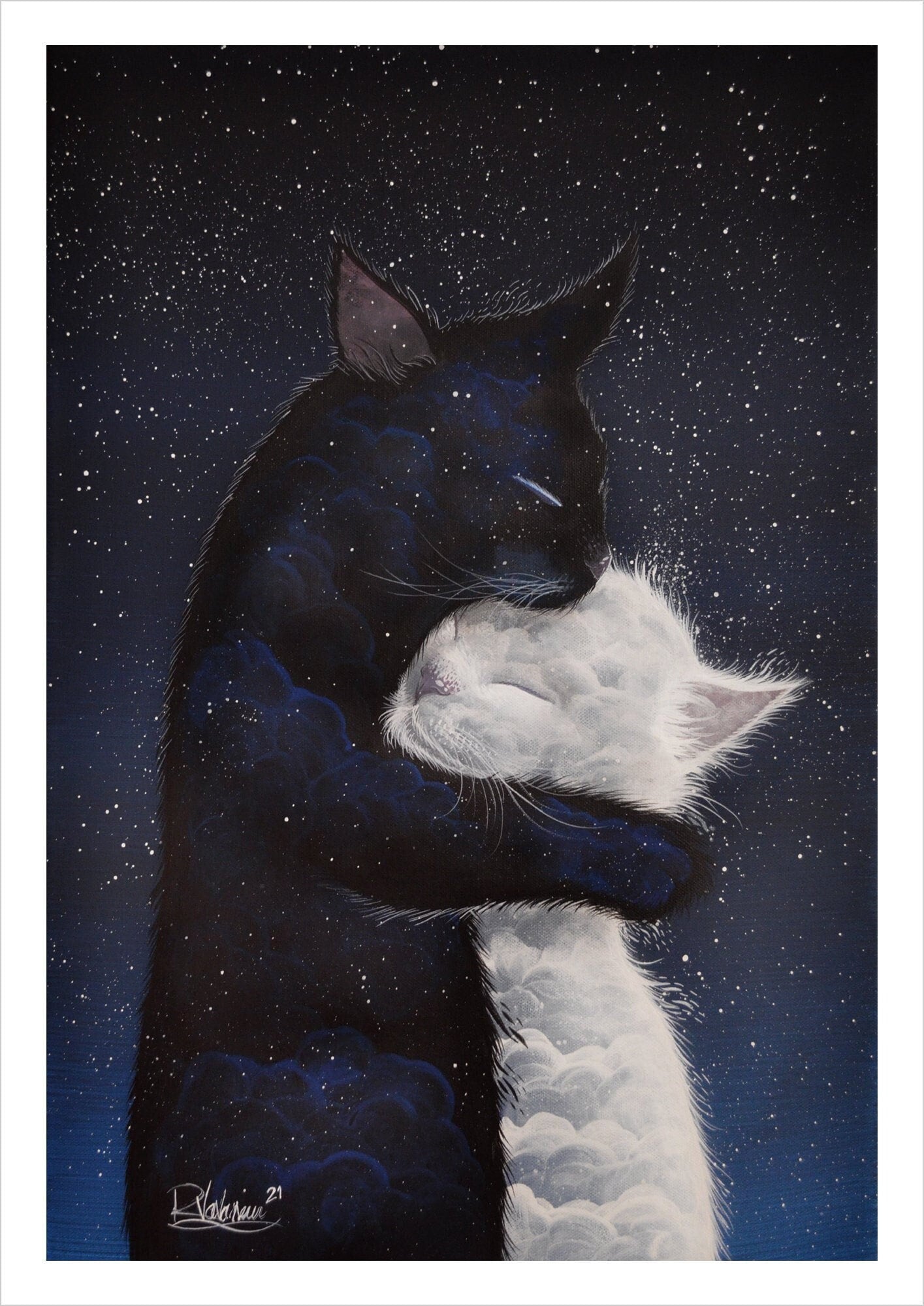 Matoo - celestial cloud cat print by Raphaël Vavasseur